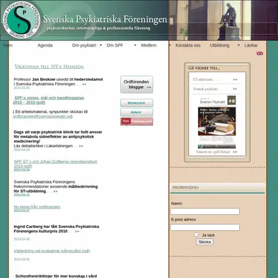 Svensk Psykiatri startsida 2010