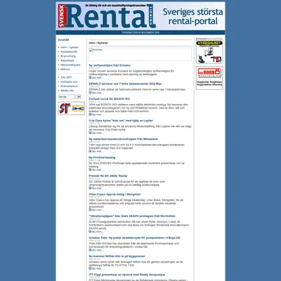 Svensk Rental Tidning startsida 2005