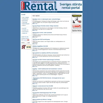 Svensk Rental Tidning startsida 2007