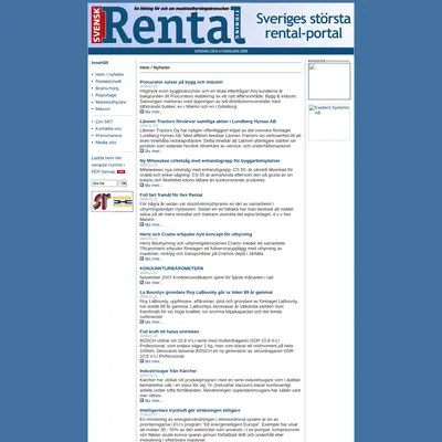 Svensk Rental Tidning startsida 2008