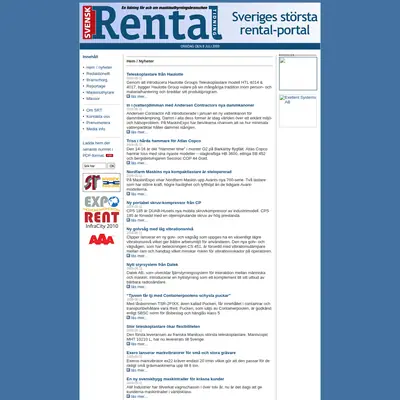Svensk Rental Tidning startsida 2009