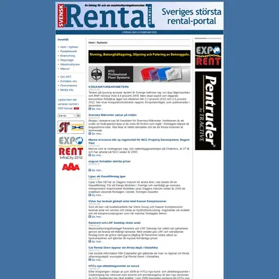 Svensk Rental Tidning startsida 2010