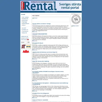 Svensk Rental Tidning startsida 2011