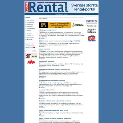 Svensk Rental Tidning startsida 2013