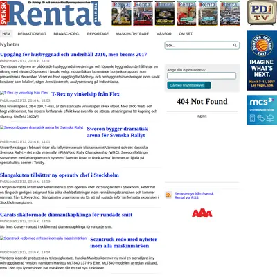 Svensk Rental Tidning startsida 2017