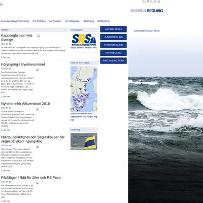 Svensk Segelsport Segling startsida 2018