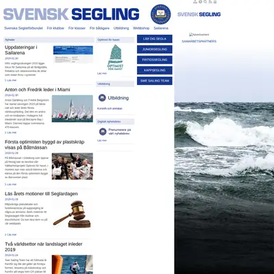 Svensk Segelsport Segling startsida 2019