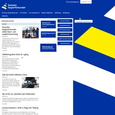 Svensk Segelsport Segling startsida 2022