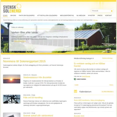 Tidningen Svensk Solenergi startsida 2015