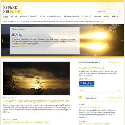 Tidningen Svensk Solenergi startsida 2016