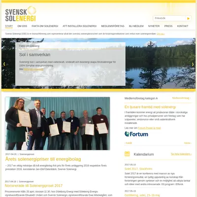 Tidningen Svensk Solenergi startsida 2017