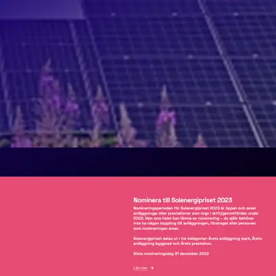 Tidningen Svensk Solenergi startsida 2023