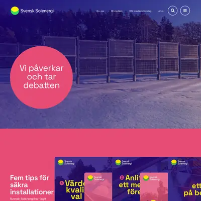 Tidningen Svensk Solenergi startsida 2025