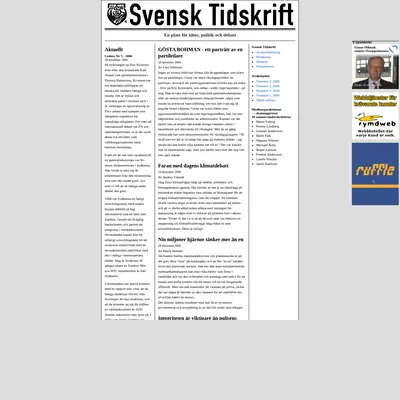 Svensk Tidskrift, svensktidskrift.se startsida 2007