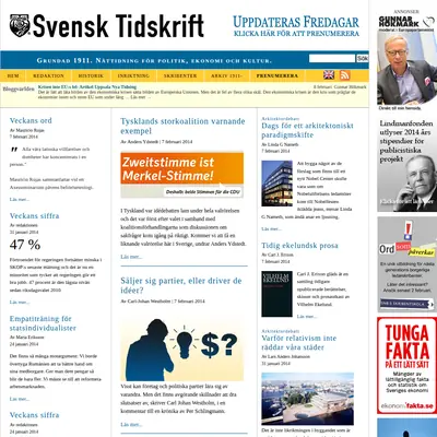 Svensk Tidskrift, svensktidskrift.se startsida 2014