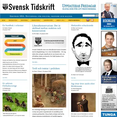 Svensk Tidskrift, svensktidskrift.se startsida 2018