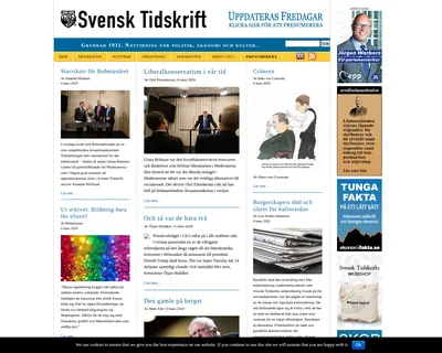 Svensk Tidskrift, svensktidskrift.se startsida 2020