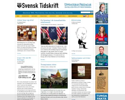 Svensk Tidskrift, svensktidskrift.se startsida 2021