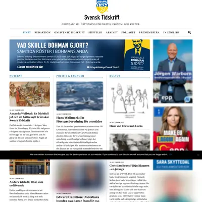 Svensk Tidskrift, svensktidskrift.se startsida 2023