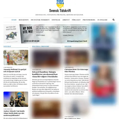 Svensk Tidskrift, svensktidskrift.se startsida 2024