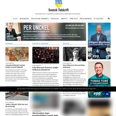 Svensk Tidskrift, svensktidskrift.se startsida 2025