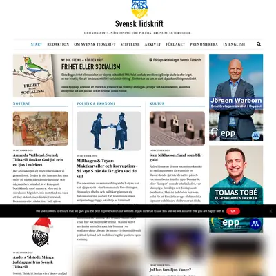 Svensk Tidskrift, svensktidskrift.se startsida 2026