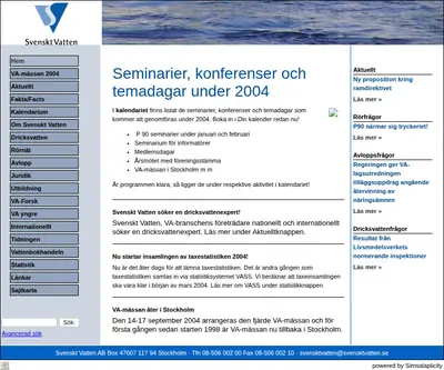Tidningen Svenskt Vatten startsida 2004