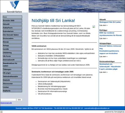 Tidningen Svenskt Vatten startsida 2005