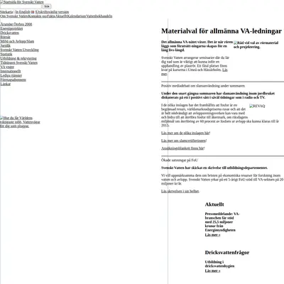 Tidningen Svenskt Vatten startsida 2008