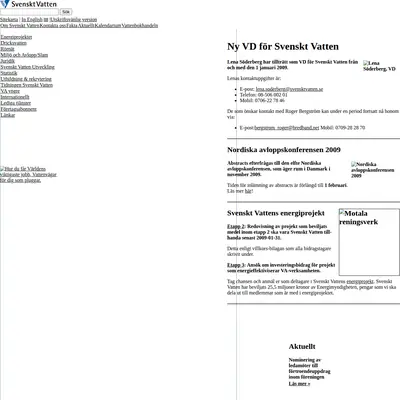 Tidningen Svenskt Vatten startsida 2009
