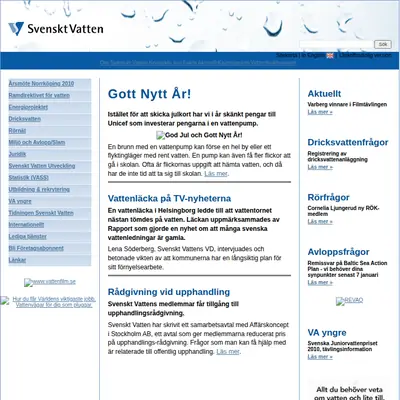 Tidningen Svenskt Vatten startsida 2010