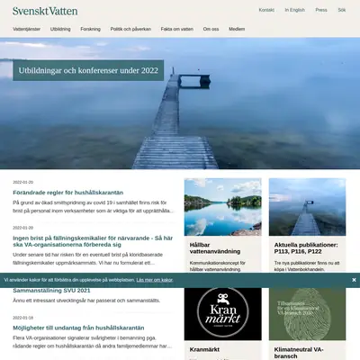 Tidningen Svenskt Vatten startsida 2022