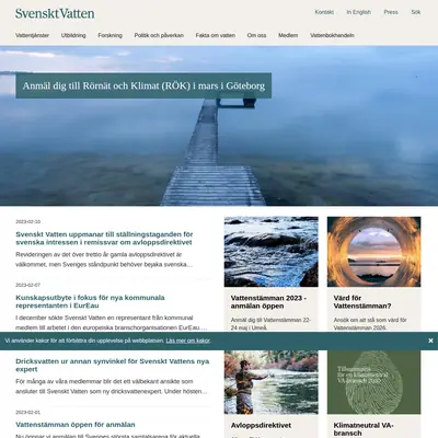 Tidningen Svenskt Vatten startsida 2023