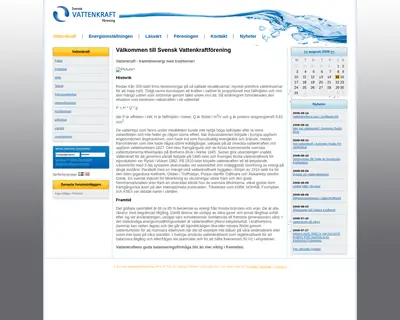 Svensk Vattenkraft startsida 2009