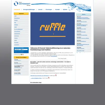 Svensk Vattenkraft startsida 2012