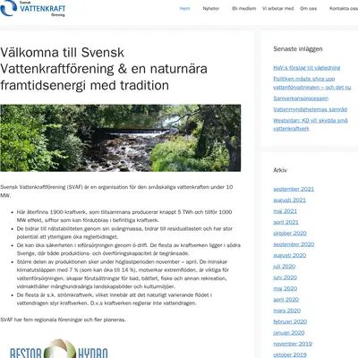 Svensk Vattenkraft startsida 2022