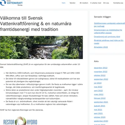 Svensk Vattenkraft startsida 2023