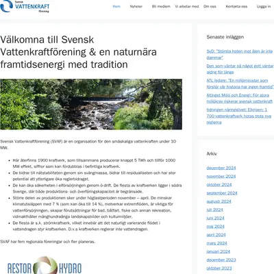 Svensk Vattenkraft startsida 2025