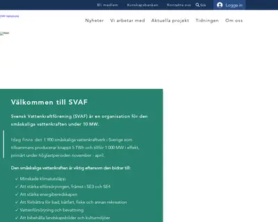 Svensk Vattenkraft startsida 2026