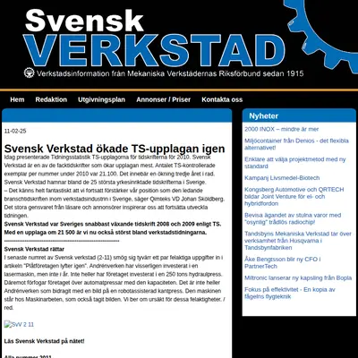 Svensk Verkstad startsida 2011