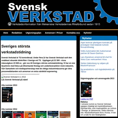Svensk Verkstad startsida 2013
