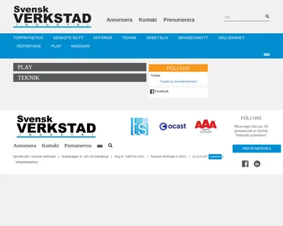 Svensk Verkstad startsida 2022