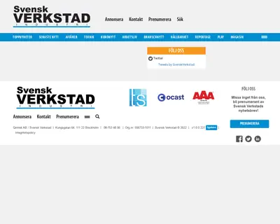 Svensk Verkstad startsida 2023