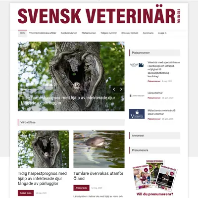 Svensk Veterinärtidning startsida 2020