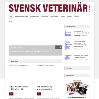 Svensk Veterinärtidning startsida 2021