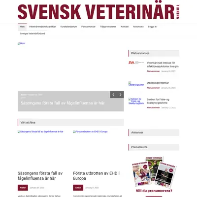 Svensk Veterinärtidning startsida 2023