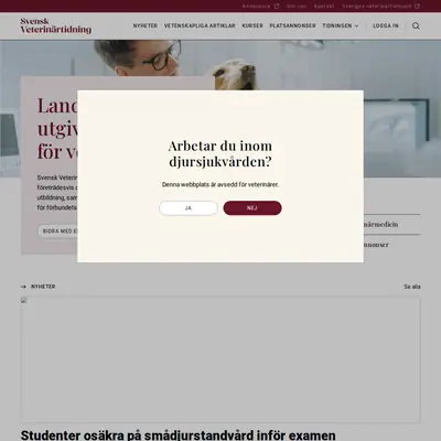 Svensk Veterinärtidning startsida 2026