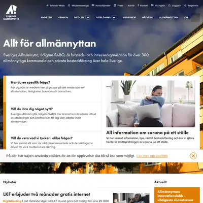 www.sverigesallmannytta.se startsida 2020