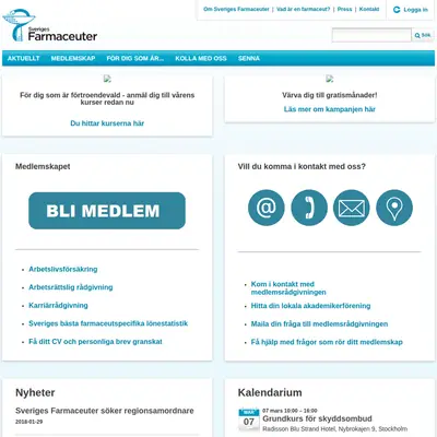 www.sverigesfarmaceuter.se startsida 2018