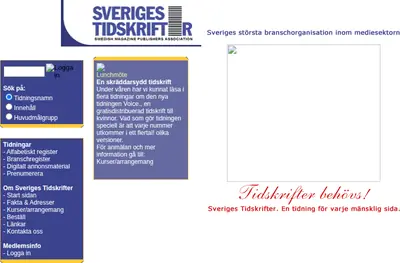 sverigestidskrifter.se startsida 2000